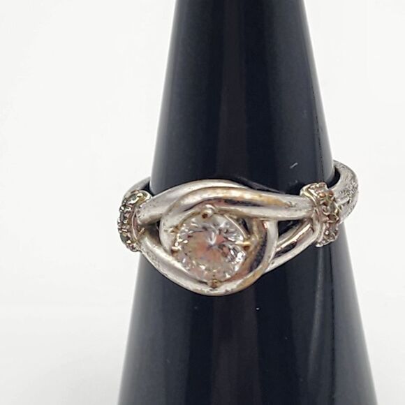 Avon NVC Eternal Promise Silver Tone & Clear CZ Ring (8) - Picture 1 of 8